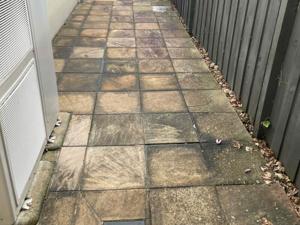 this the photo of the dirty tile before the Slate tile cleaning